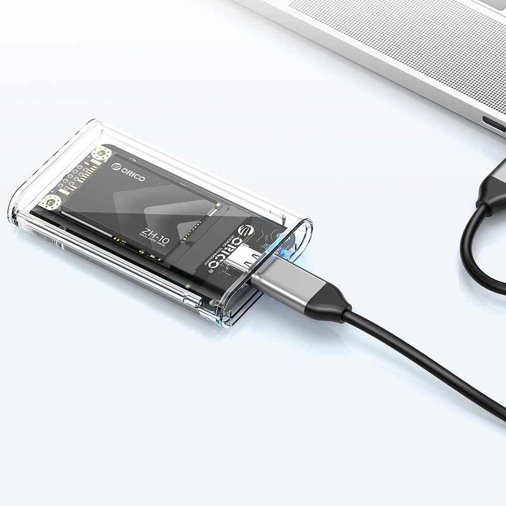 Orico TC10-MS mSATA USB-C 3.2 5Gb/s diska ietvars, caurspīdīgs
