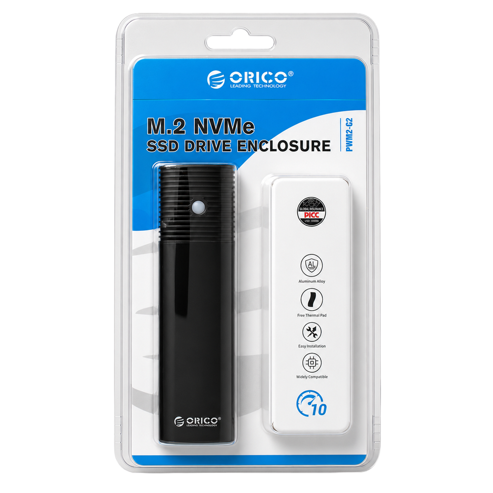 Orico PWM2 M.2 NGFF SATA SSD ārējais disks korpuss, melns