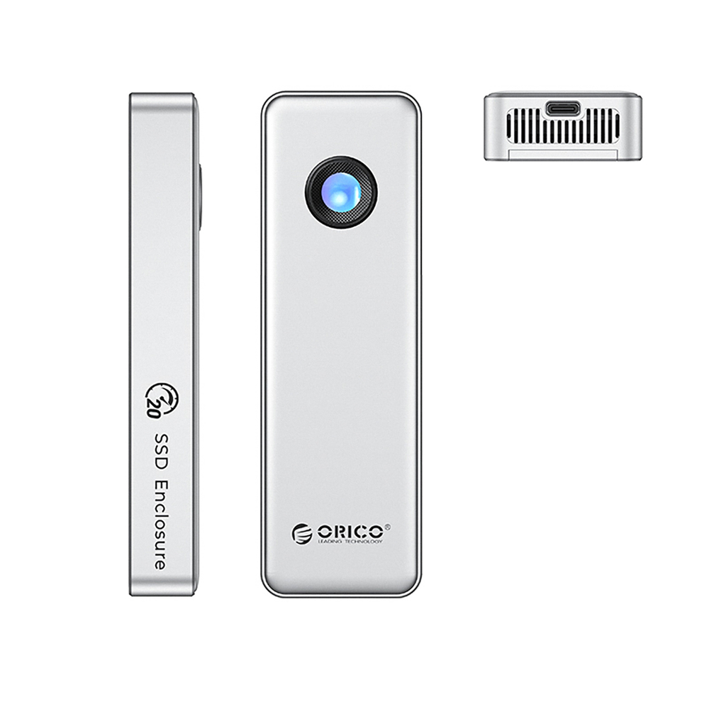Orico OUM2-G20 M.2 NVME SSD disks dzinis USB-C 3.2 20Gb/s, sudraba