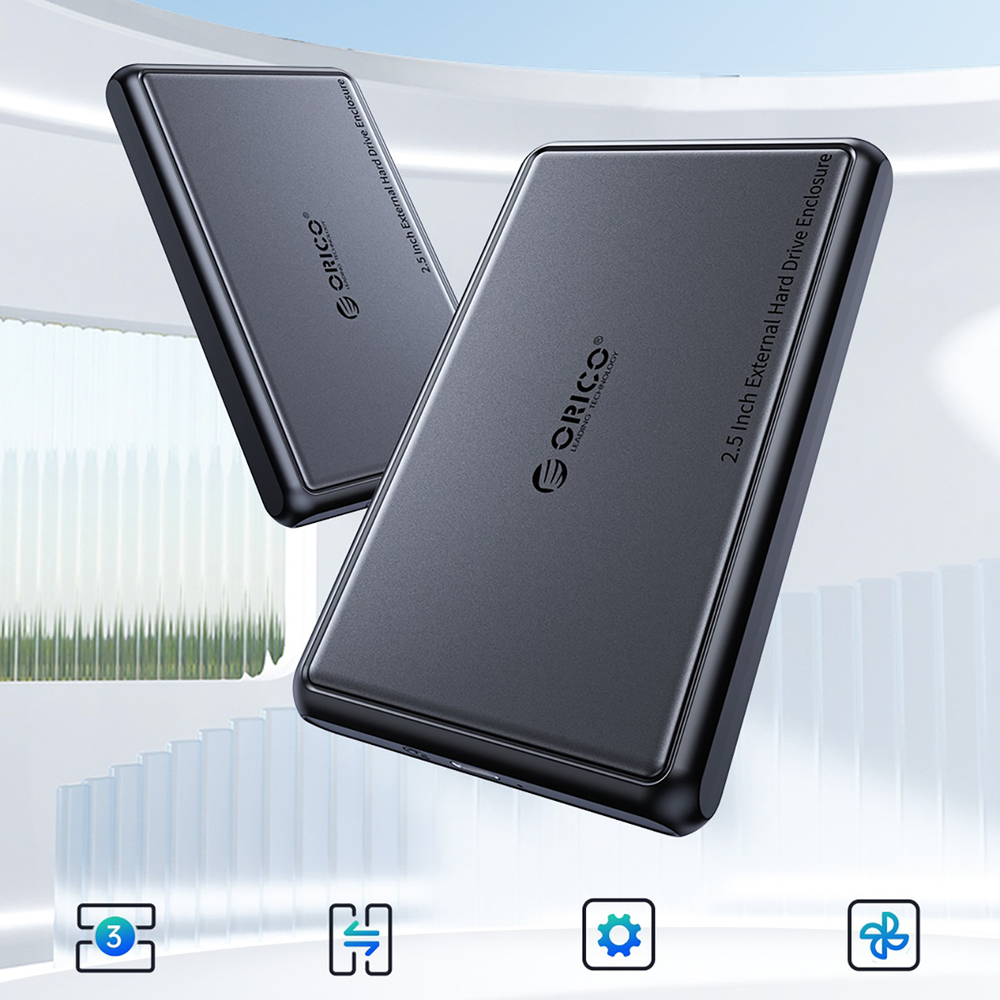 Orico DDL25-C3 2.5\" HDD/SSD USB-C ārējā diska ietvars, melns