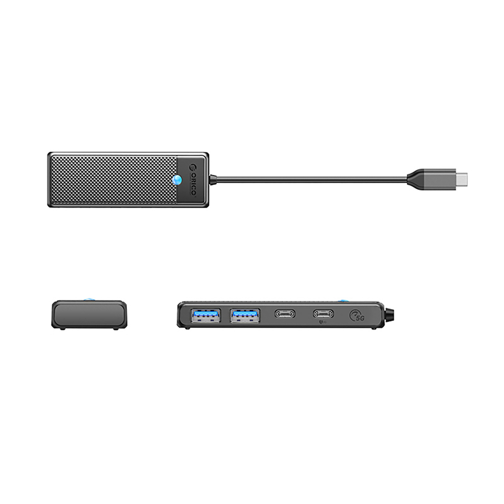 Orico PAPW2AC-C3 USB-C sadalītājs / dokstacija, 2x USB-A 3.0, 2x USB-C, melns