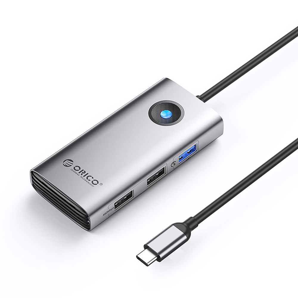 Orico PW11-5P USB-C centrmezgls 5-in-1 HDMI 4K PD 60W, pelēks