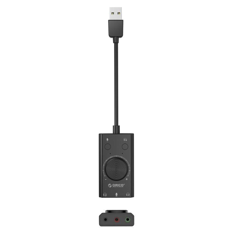 Orico SC2 ārējā daudzfunkcionālā skaņas karte USB-A, melna