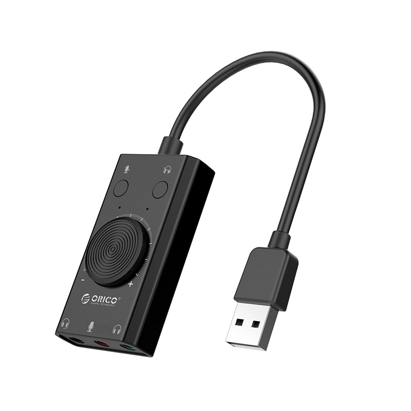 Orico SC2 ārējā daudzfunkcionālā skaņas karte USB-A, melna