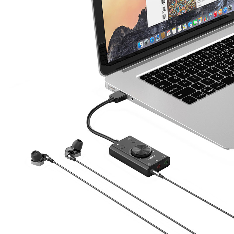 Orico SC2 ārējā daudzfunkcionālā skaņas karte USB-A, melna