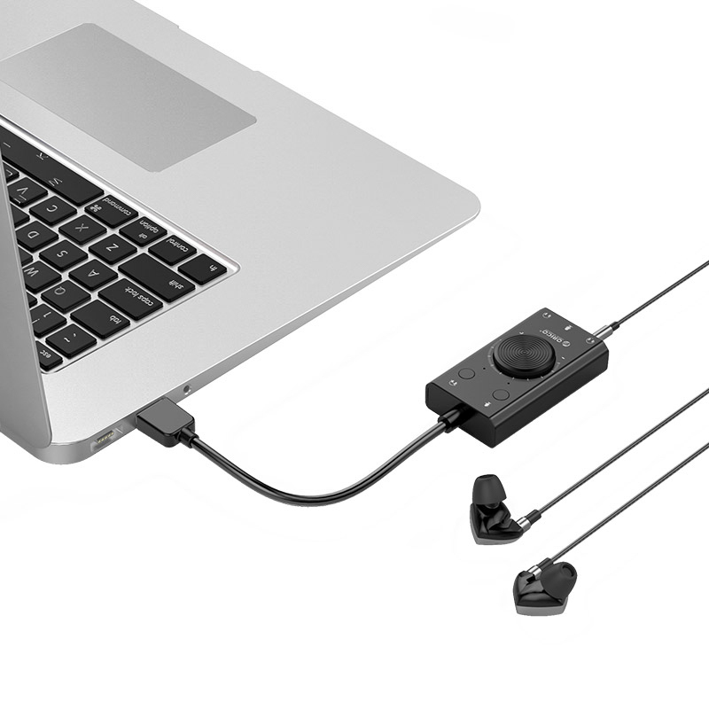 Orico SC2 ārējā daudzfunkcionālā skaņas karte USB-A, melna
