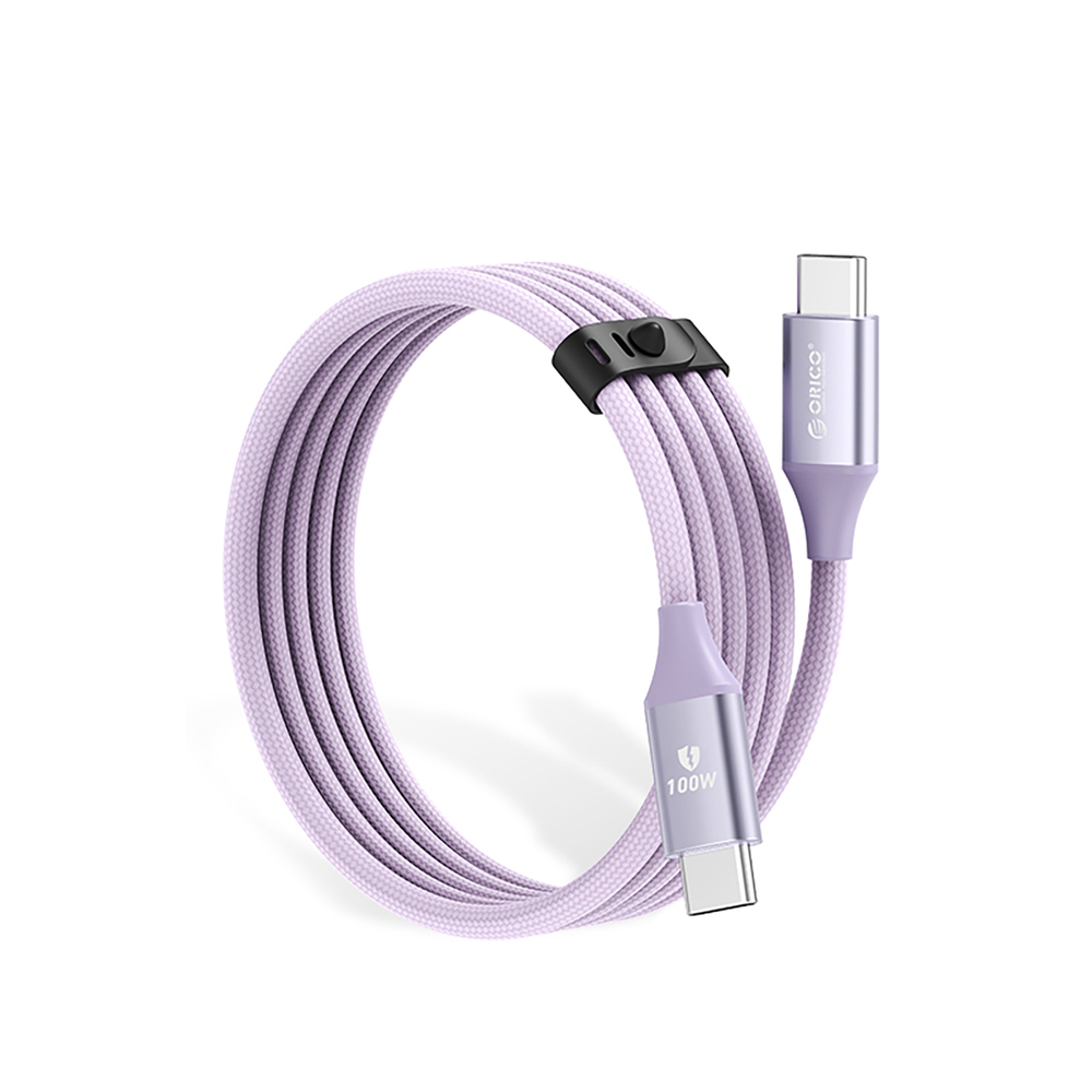USB-C ar 1 m 5A 100 W kabeli - violets | to 1m 100W cable purple
