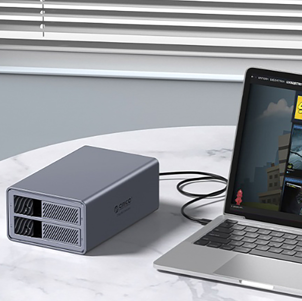 Orico 9828RU3 disku masīvs 2x 2.5\"/3.5\" SATA HDD/SSD, pelēks