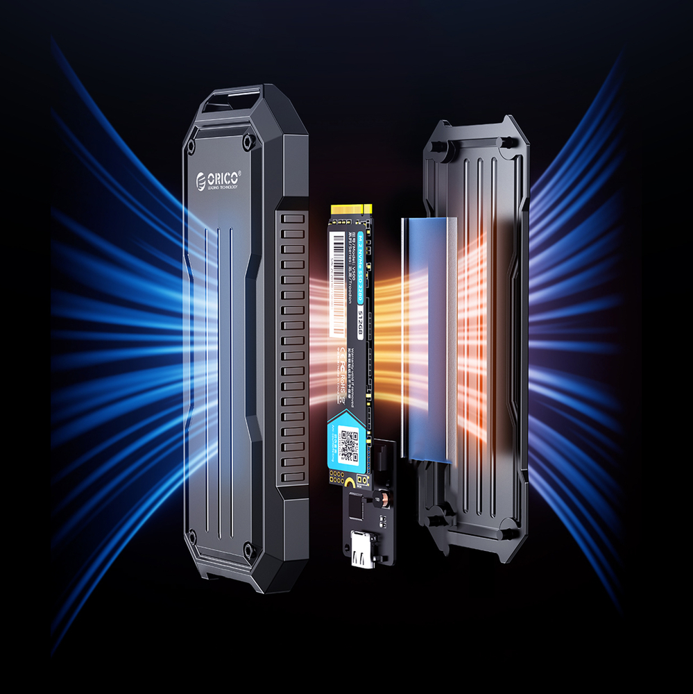 Orico OXS2C3-G2 M.2 NVMe/SATA SSD ārējais disks korpuss, pelēks