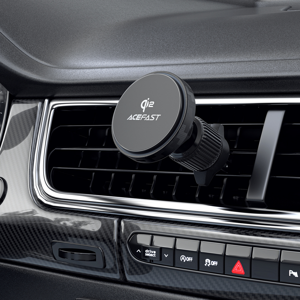 Acefast D33 turētājs automašīnai ar Qi2 15W magnētisko lādētāju gaisa ventilācijas atverei - melns | Car...