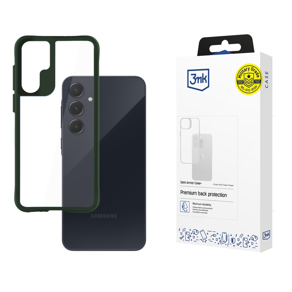 3mk Satin Armor Case+ vāciņš Samsung Galaxy A55 5G Zaļš/Caurspīdīgs