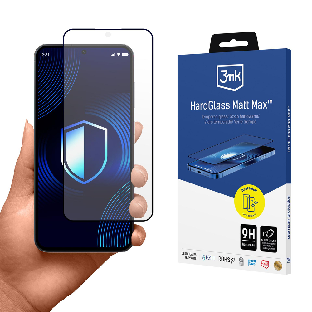 3mk HardGlass Matt Max rūdītais stikls Samsung Galaxy S25, matēts