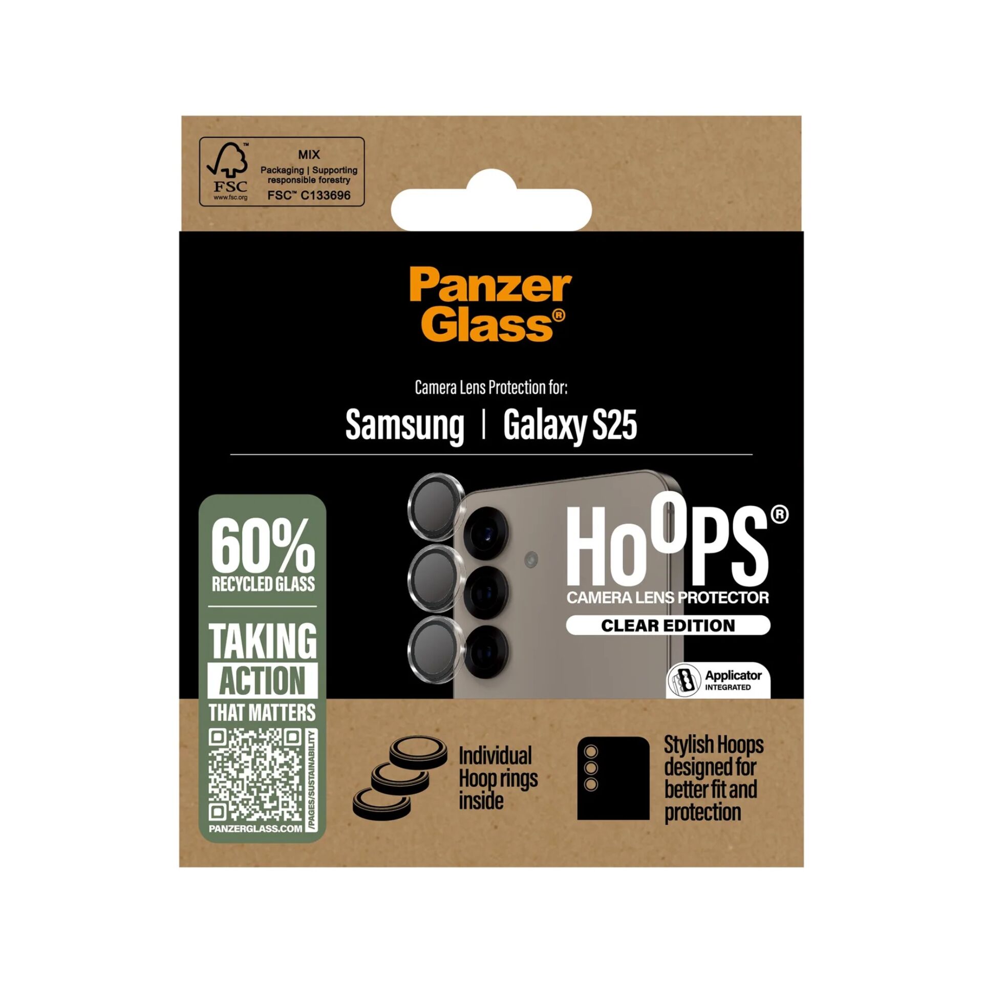 Panzerglass Hoops aizsargstikls kameras lēcai Samsung Galaxy S25 caurspīdīgs