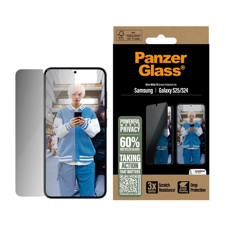 PanzerGlass Ultra-Wide Fit privātuma aizsargstikls Samsung Galaxy S25 / S24