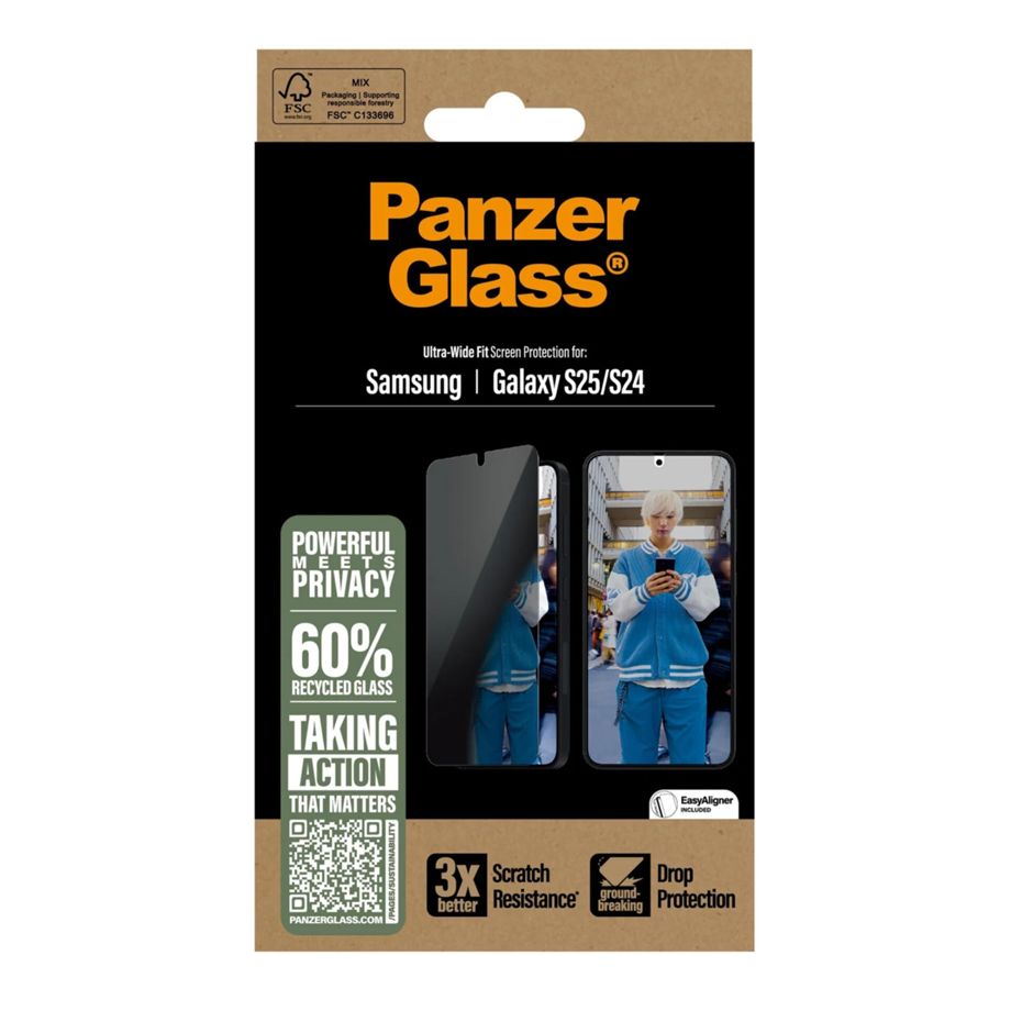 PanzerGlass Ultra-Wide Fit privātuma aizsargstikls Samsung Galaxy S25 / S24