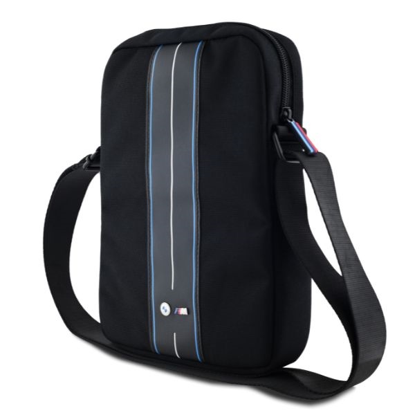 BMW Neilona Zilās Svītras 10\" Planšetdatora Soma - Melna | Nylon Blue Stripe Tablet Bag Black