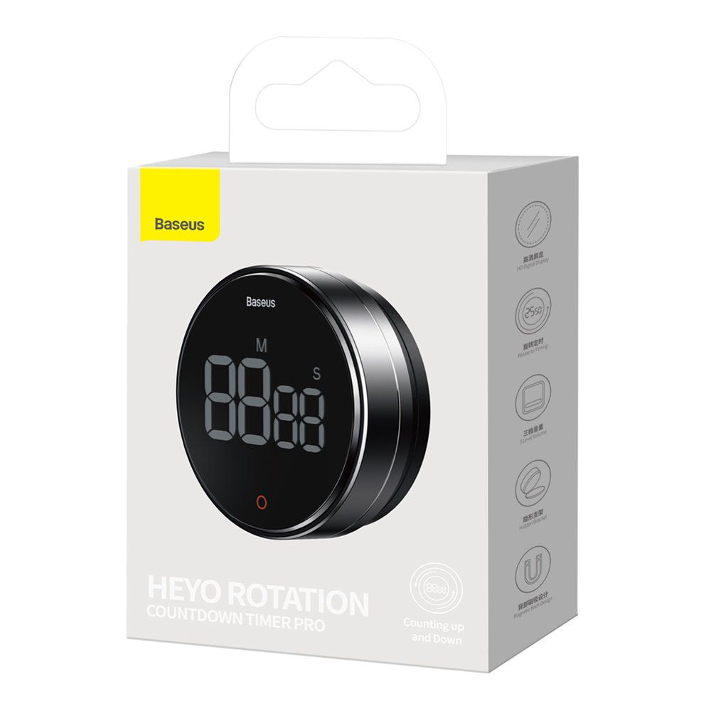 Baseus Heyo Pro rotējošais taimeris elektroniskais pelēks (FMDS000013) | Rotary Timer Electronic Gray