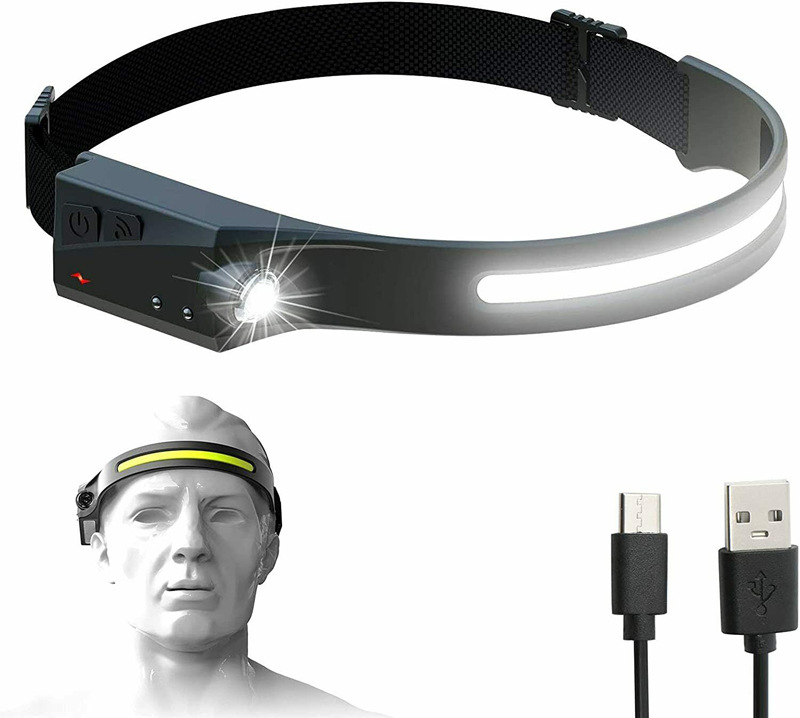 LED galvas lukturis ar kustību sensoru WLCHL03, USB-C, 1200 mAh, melns