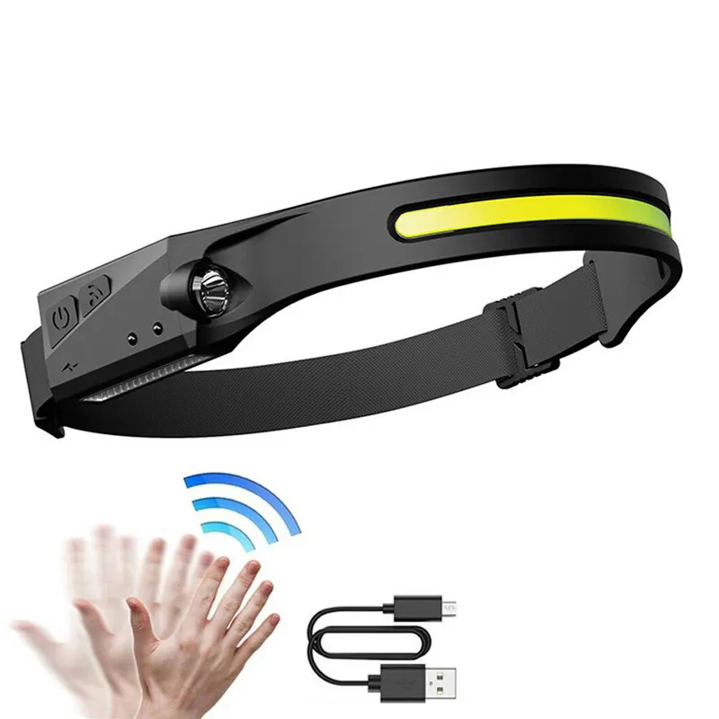 LED galvas lukturis ar kustību sensoru WLCHL03, USB-C, 1200 mAh, melns