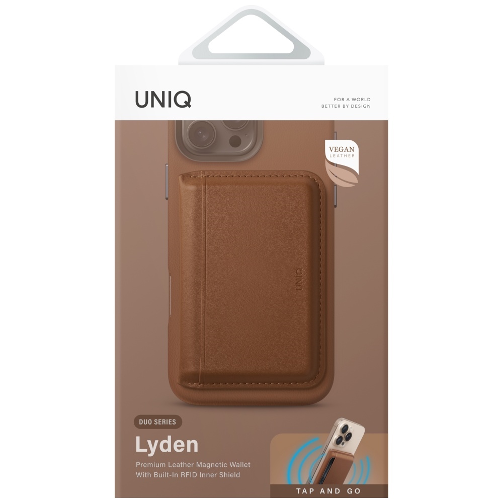 Uniq Lyden DS magnētisks karšu maciņš ar statīvu, brūns
