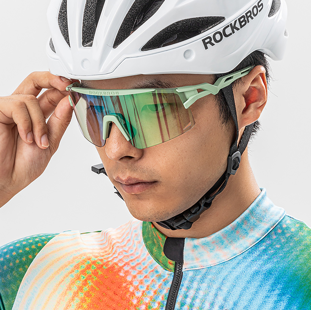 Rockbros fotohromas velo brilles ar UV aizsardzību un optisko ieliktni, zaļas