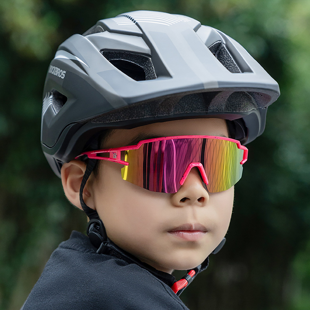 Rockbros bērnu polarizētās velo brilles ar UV aizsardzību, rozā