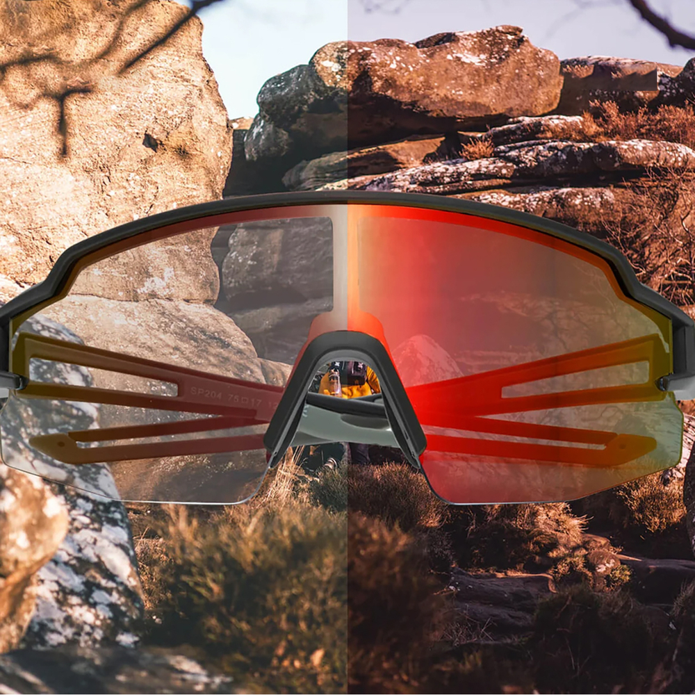 Rockbros fotohromās sporta brilles ar UV aizsardzību un optisko ieliktni, melnas