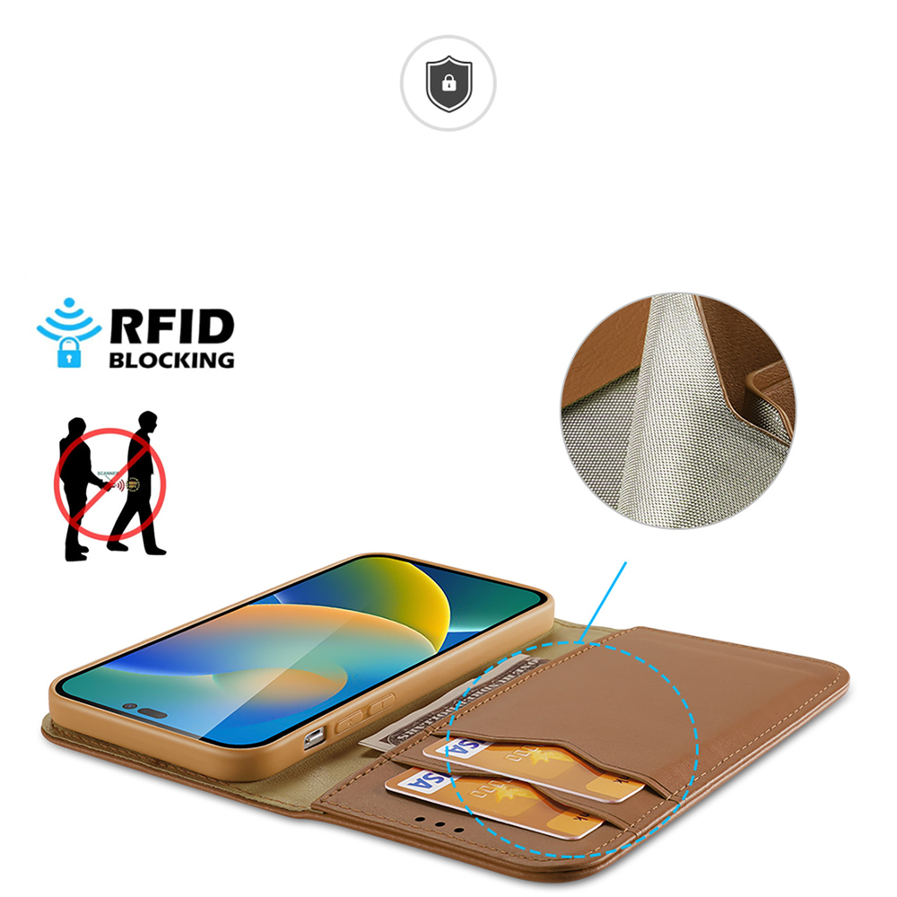Dux Ducis iPhone 14 Pro Max atverams vāciņš maciņš grāmatiņa Hivo Leather, brūns