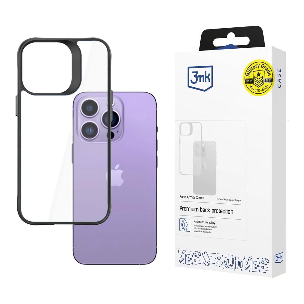 3mk iPhone 14 Pro Max vāciņš Satin Armor Case+, melns