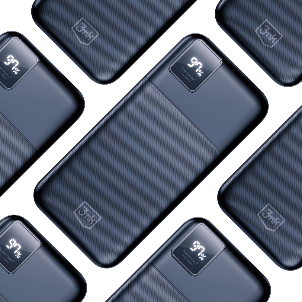 3mk PowerHouse 20000 mAh ārējais akumulators 2x USB-A 1x USB-C, melns