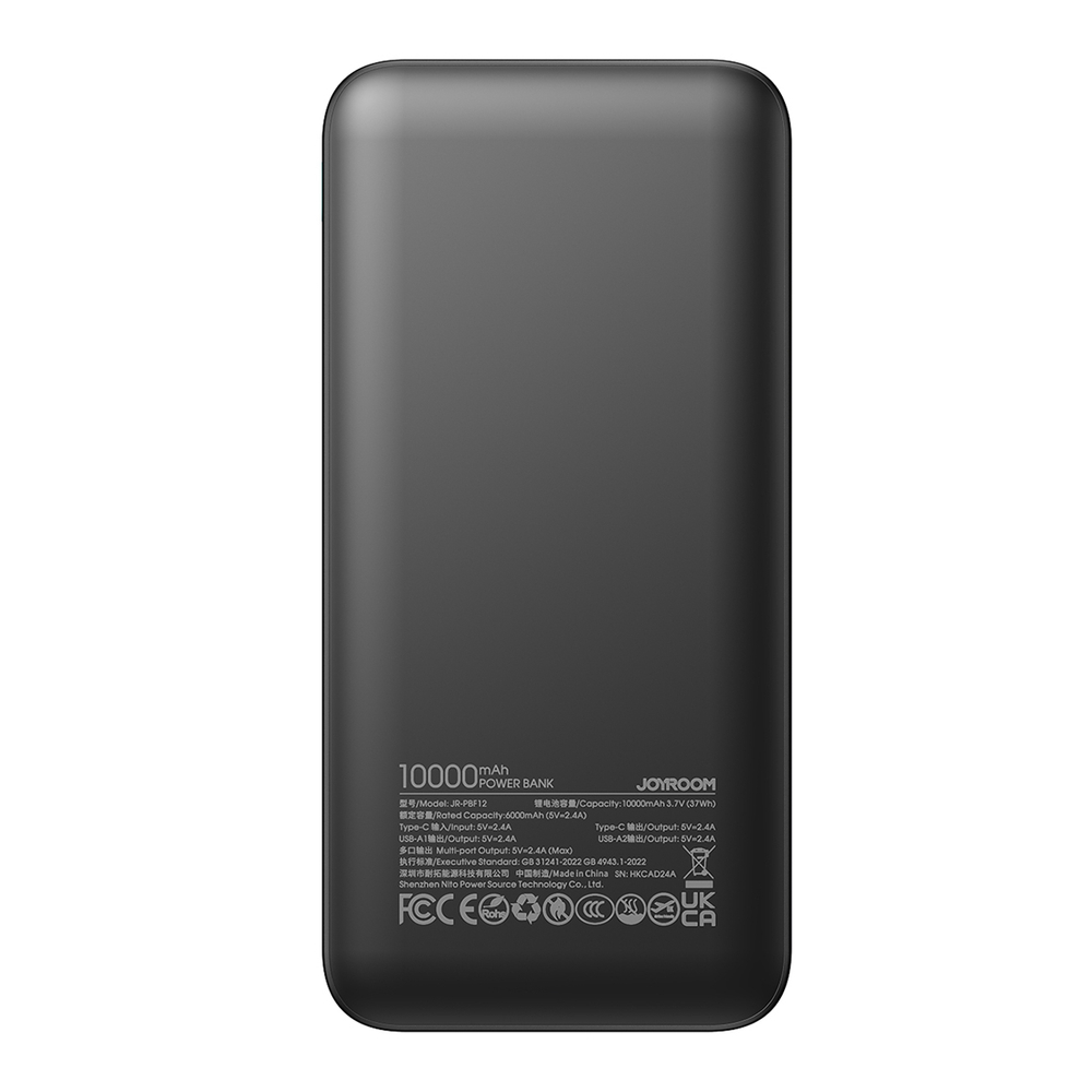 Joyroom JR-PBF12 10000mAh Ārējais Akumulators 2.4A 2x USB-A 1x USB-C Melns