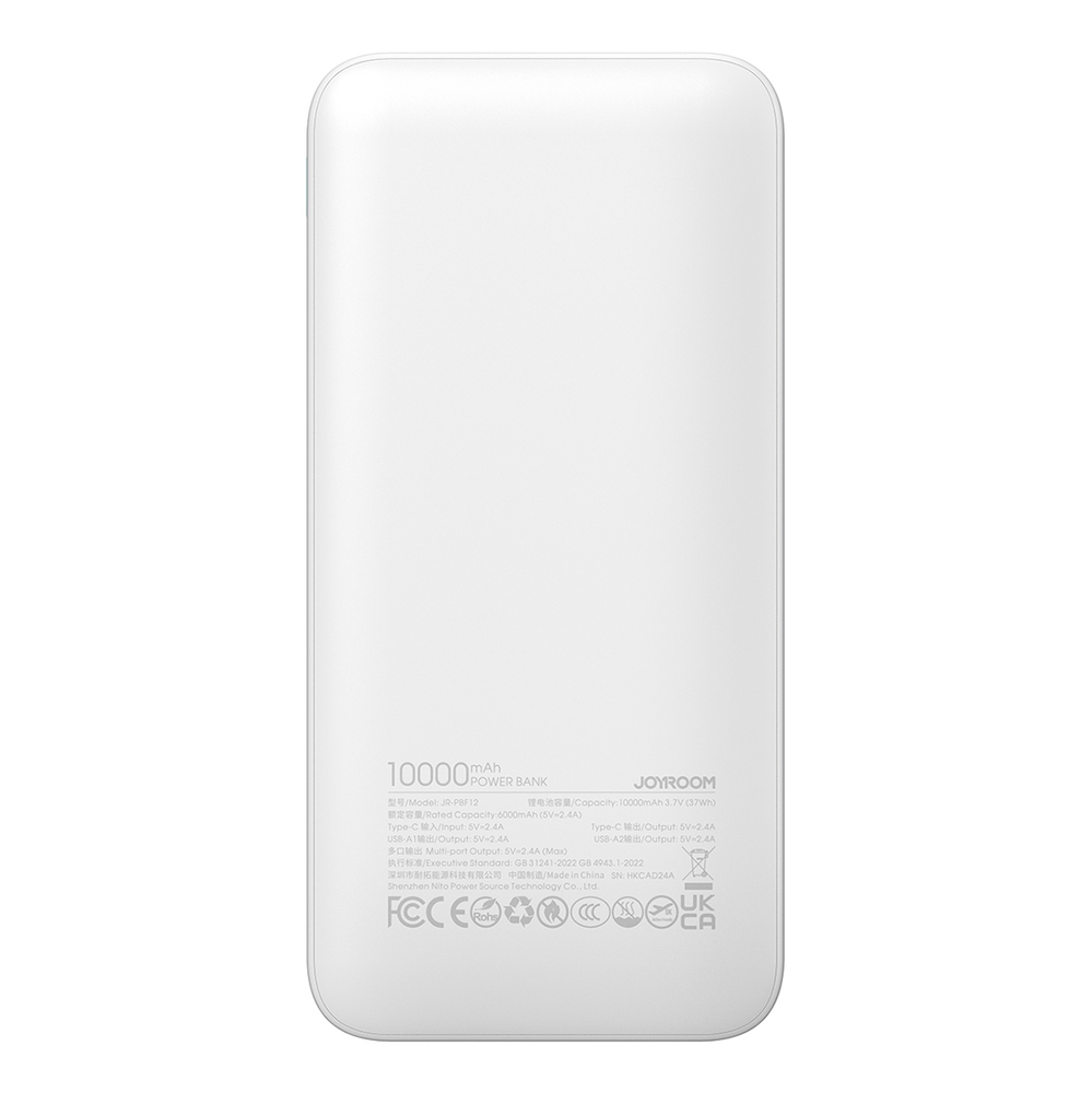 Joyroom JR-PBF12 ārējais akumulators 10000mAh, 2.4A, balts