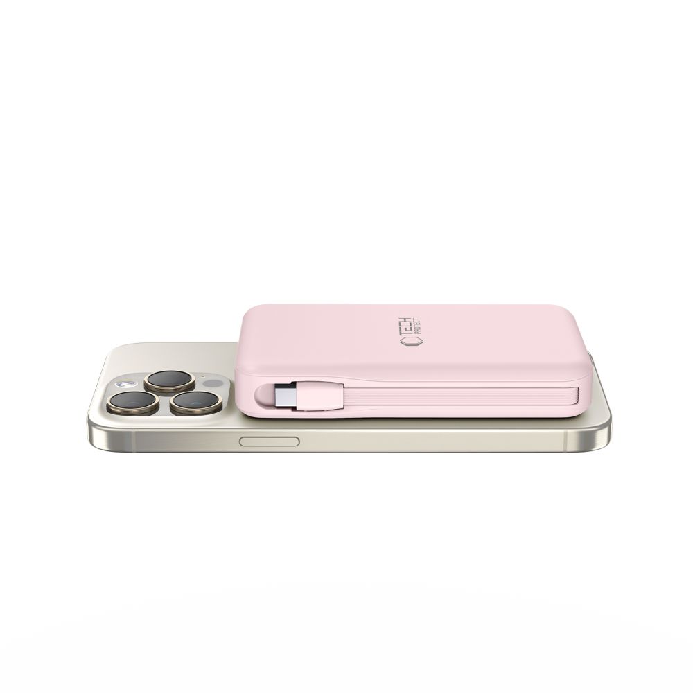 Tech-Protect PB31 LifeMag MagSafe ārējais akumulators 10000 mAh, rozā