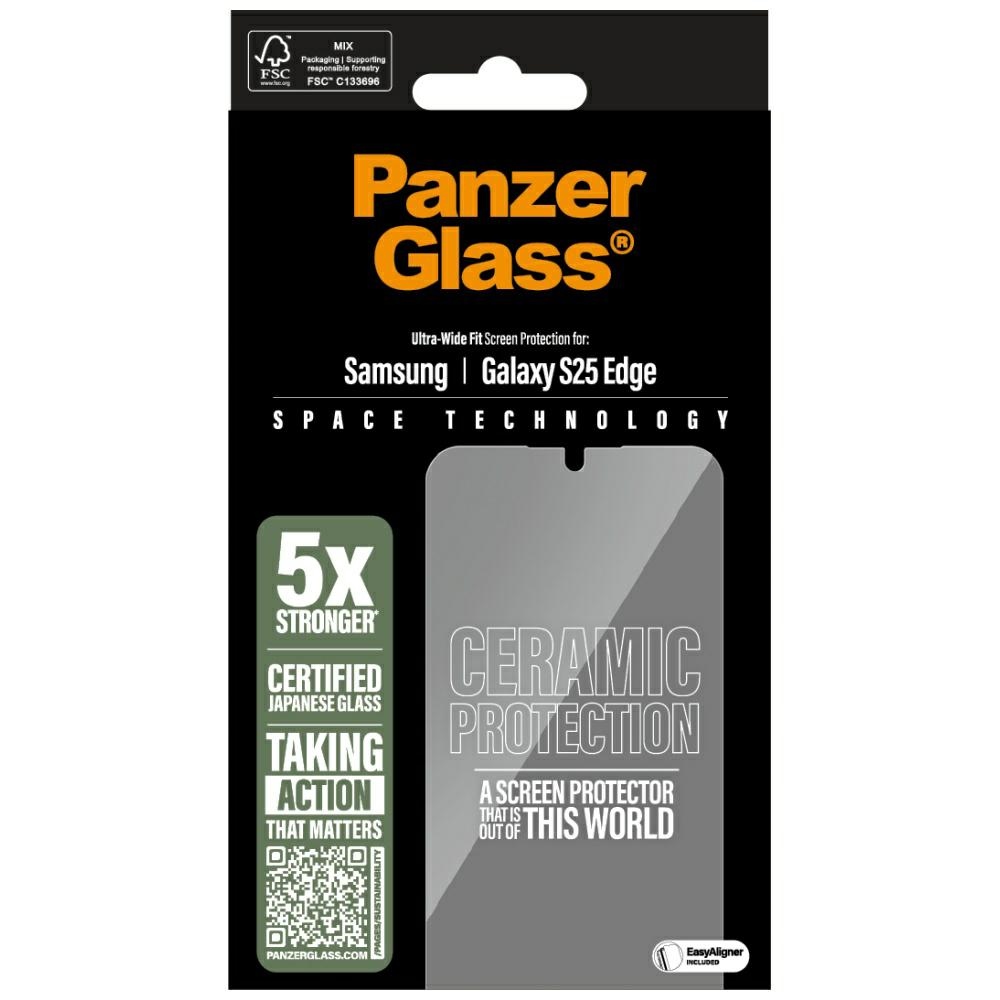 PanzerGlass Ultra-Wide Fit keramikas stikls Samsung Galaxy S25 Edge - Caurspīdīgs | Ceramic Glass Clear