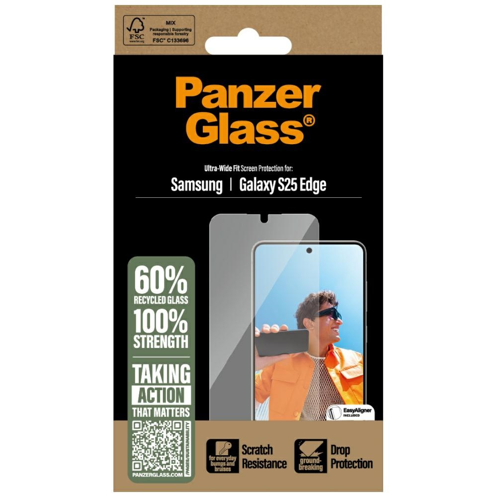 PanzerGlass Ultra-Wide Fit rūdītais stikls Samsung Galaxy S25 Edge - Caurspīdīgs | Tempered Glass Clear