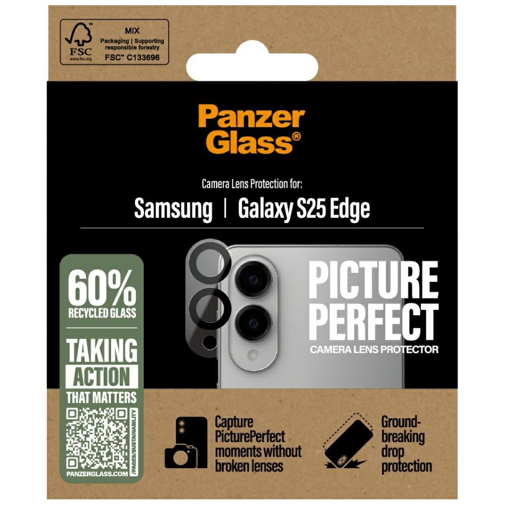 PanzerGlass PicturePerfect rūdītā stikla kameras lēcu aizsargs Samsung Galaxy S25 Edge - Caurspīdīgs | Lens...