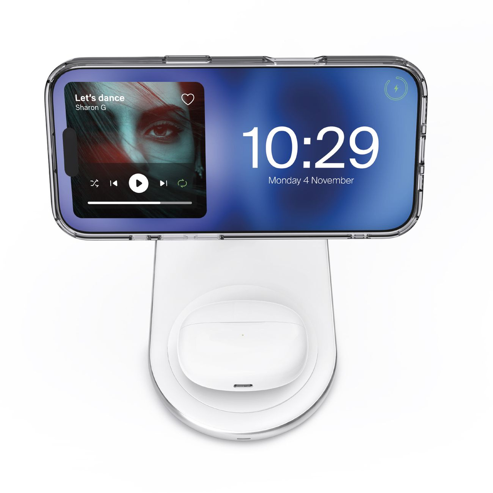Puro Mag Station 2in1 bezvadu lādēšanas stacija iPhone un AirPods, balta