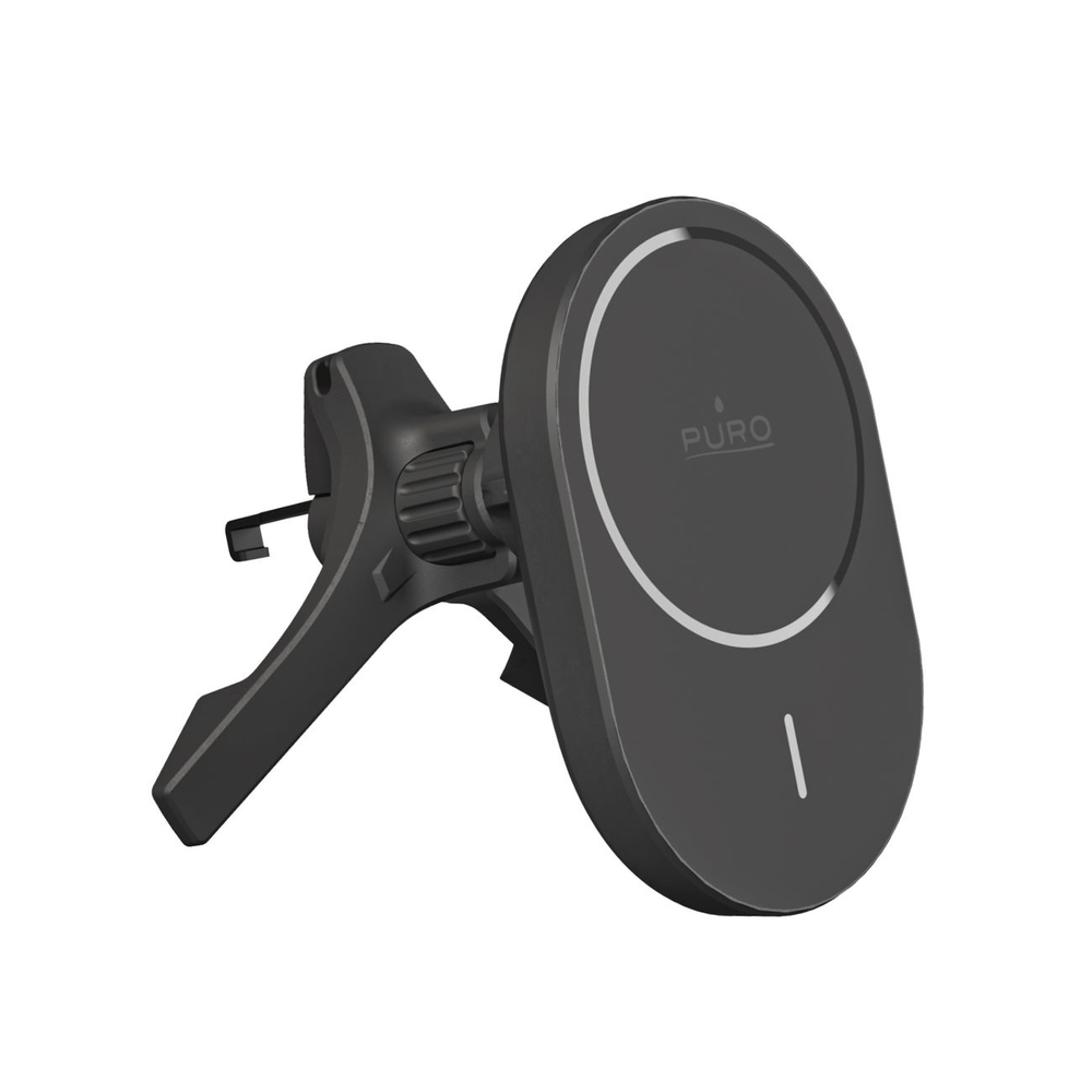 Puro automašīnas turētājs ar Qi2 bezvadu lādētāju, MagSafe saderīgs, melns