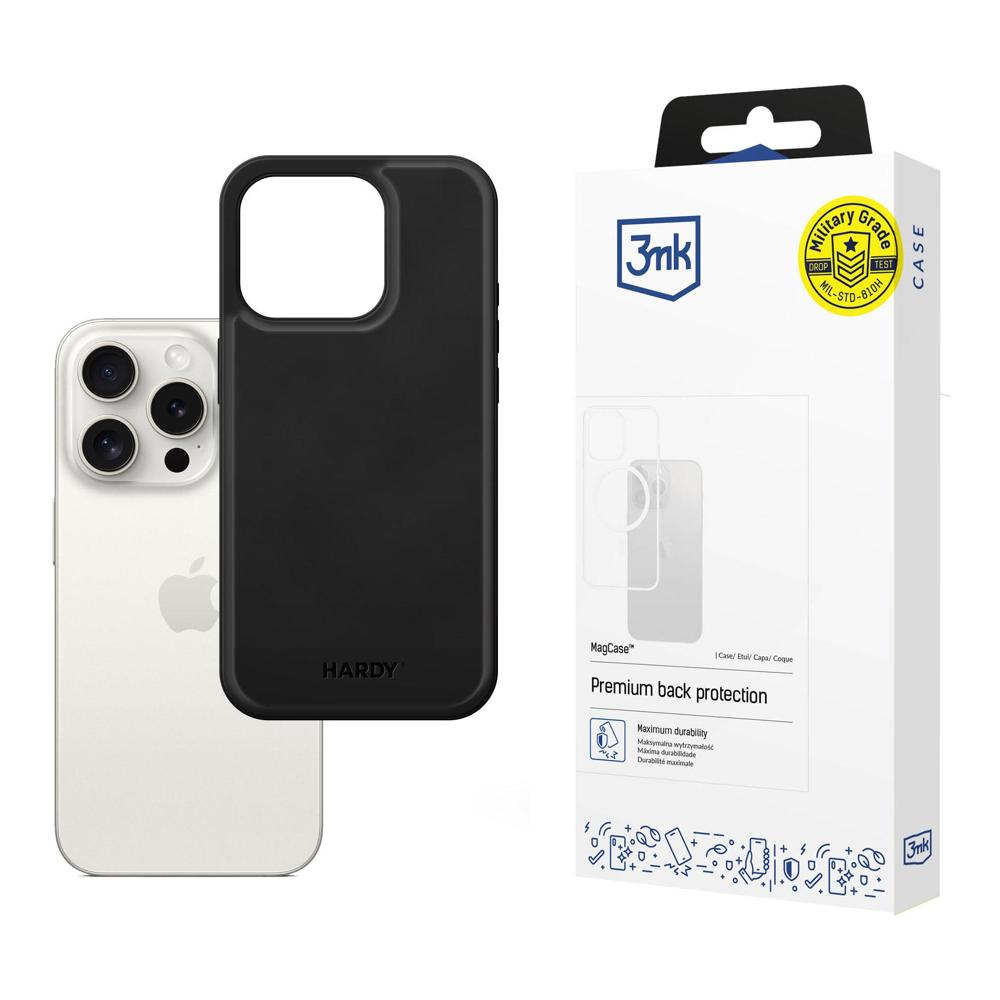 3mk Hardy Apple Silky Leather MagCase iPhone 15 Pro Max vāciņš, melns