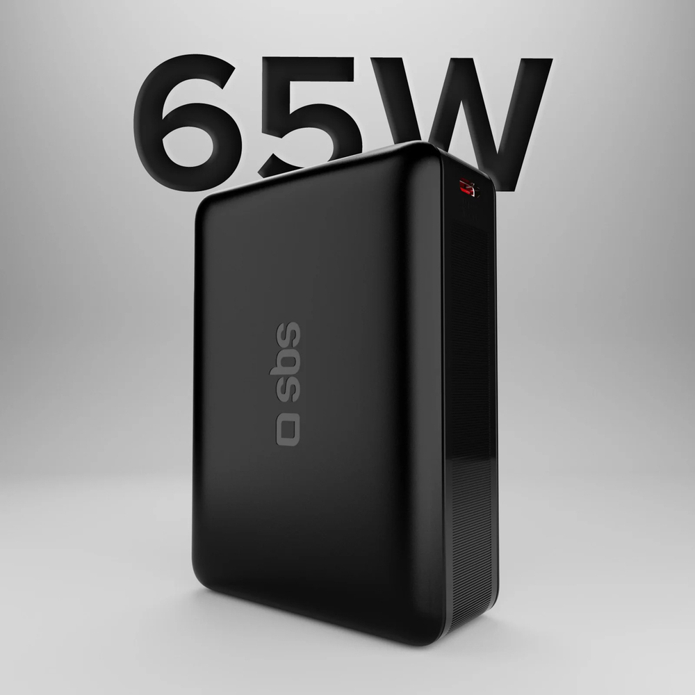 Sbs 20000mAh 65W PD AFC ārējais akumulators klēpjdatoriem un viedtālruņiem, melns