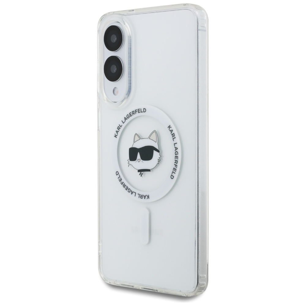 Karl Lagerfeld Samsung Galaxy S25 Edge vāciņš Metal Choupette Head MagSafe, balts