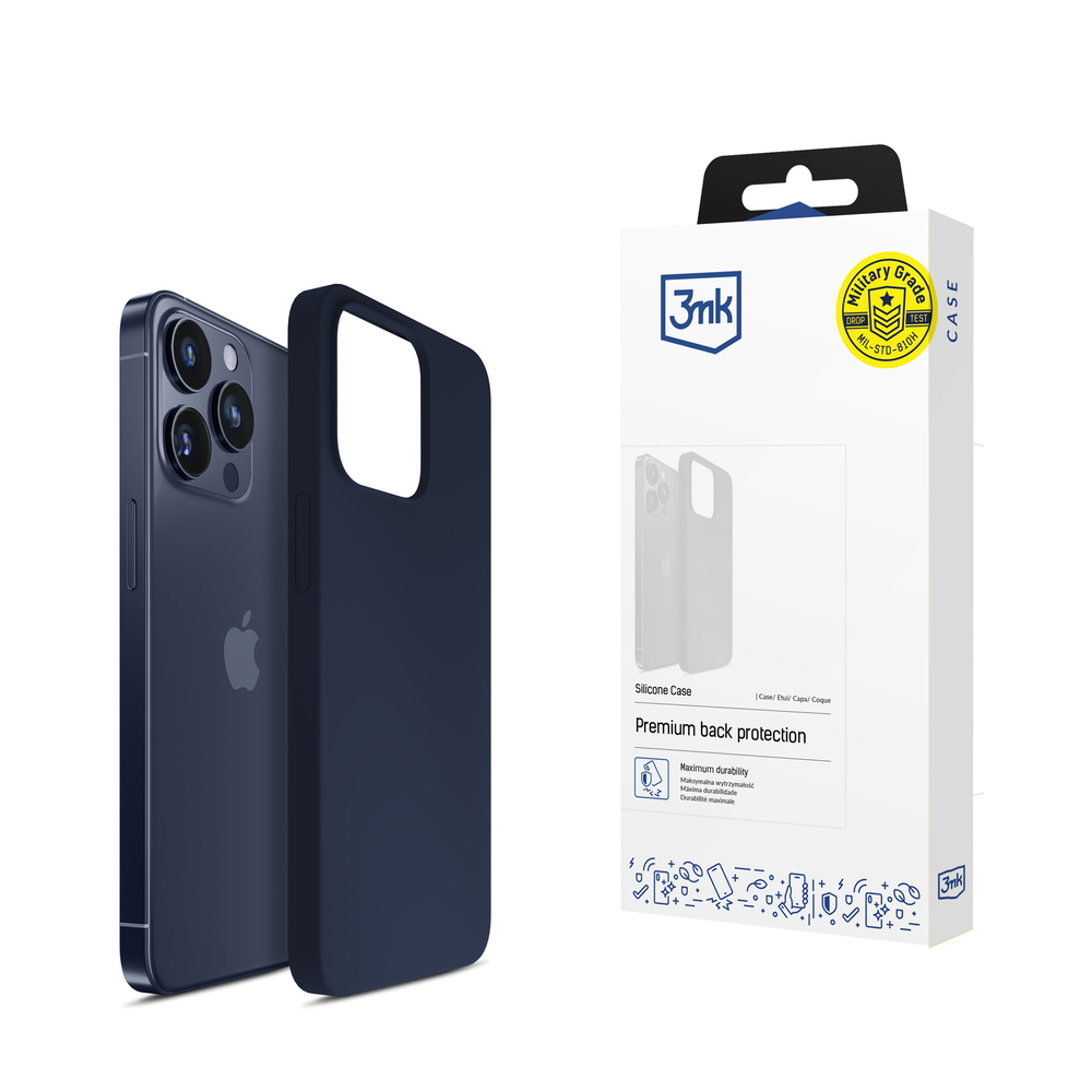 3mk iPhone 15 Pro Max vāciņš Silicone Case, tumši zils