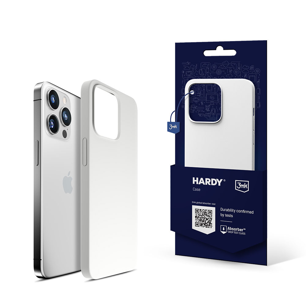 3mk iPhone 14 Pro Max vāciņš Hardy Silicone MagCase, balts