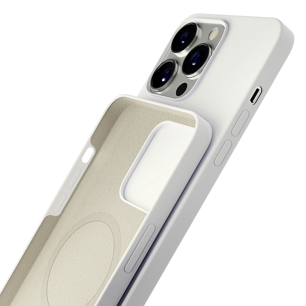 3mk iPhone 14 Pro Max vāciņš Hardy Silicone MagCase, balts
