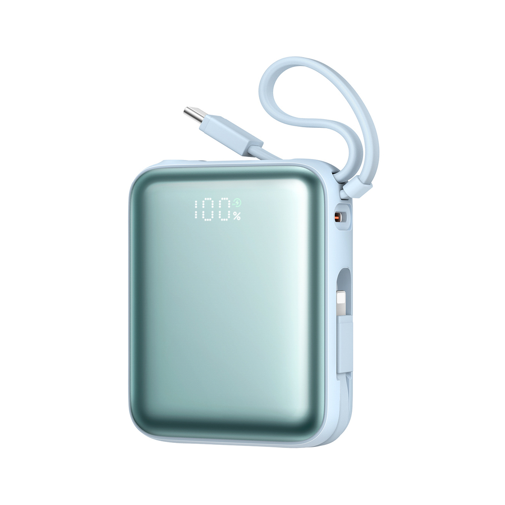 Joyroom JR-PBF27 ārējais akumulators 10000mAh 22.5W ar iebūvētiem kabeļiem, zils