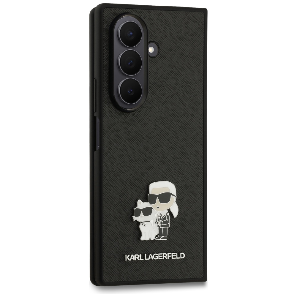 Karl Lagerfeld Saffiano Karl&Choupette piespraudes maciņš Samsung Galaxy Z Fold7 - melns | Karl&Amp;Choupette Pin...
