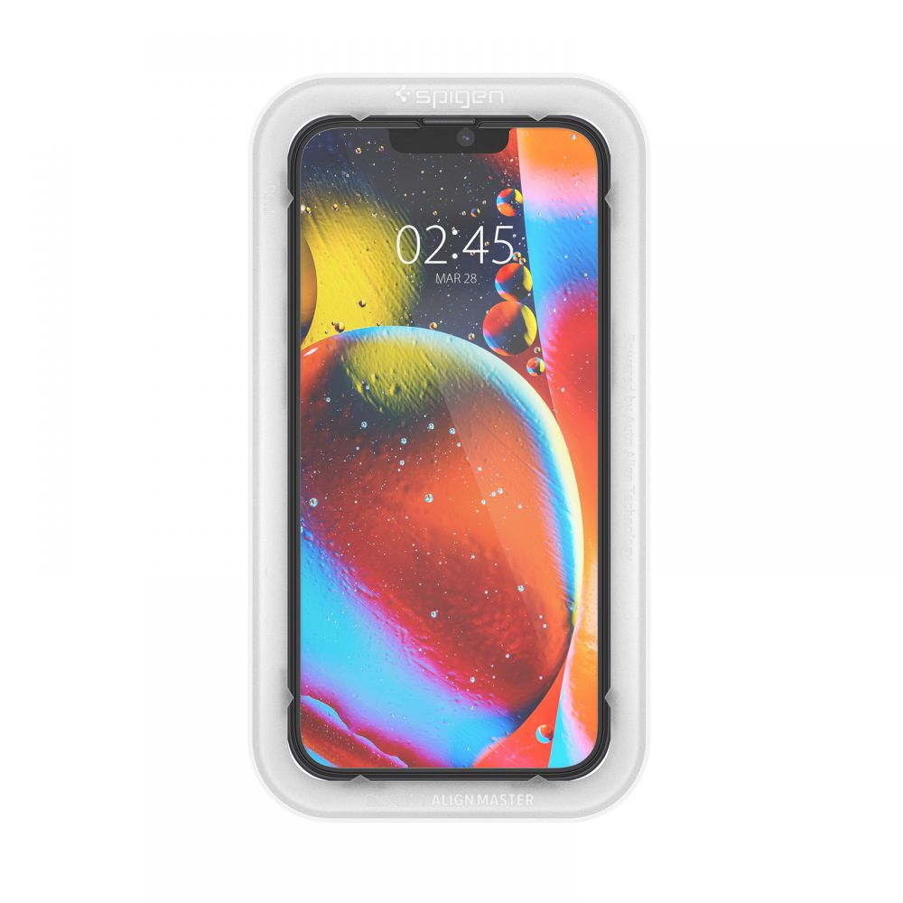 Spigen ALM GLASS FC aizsargstikli (2 gab.) iPhone 13/13 Pro/14/16E, Melni