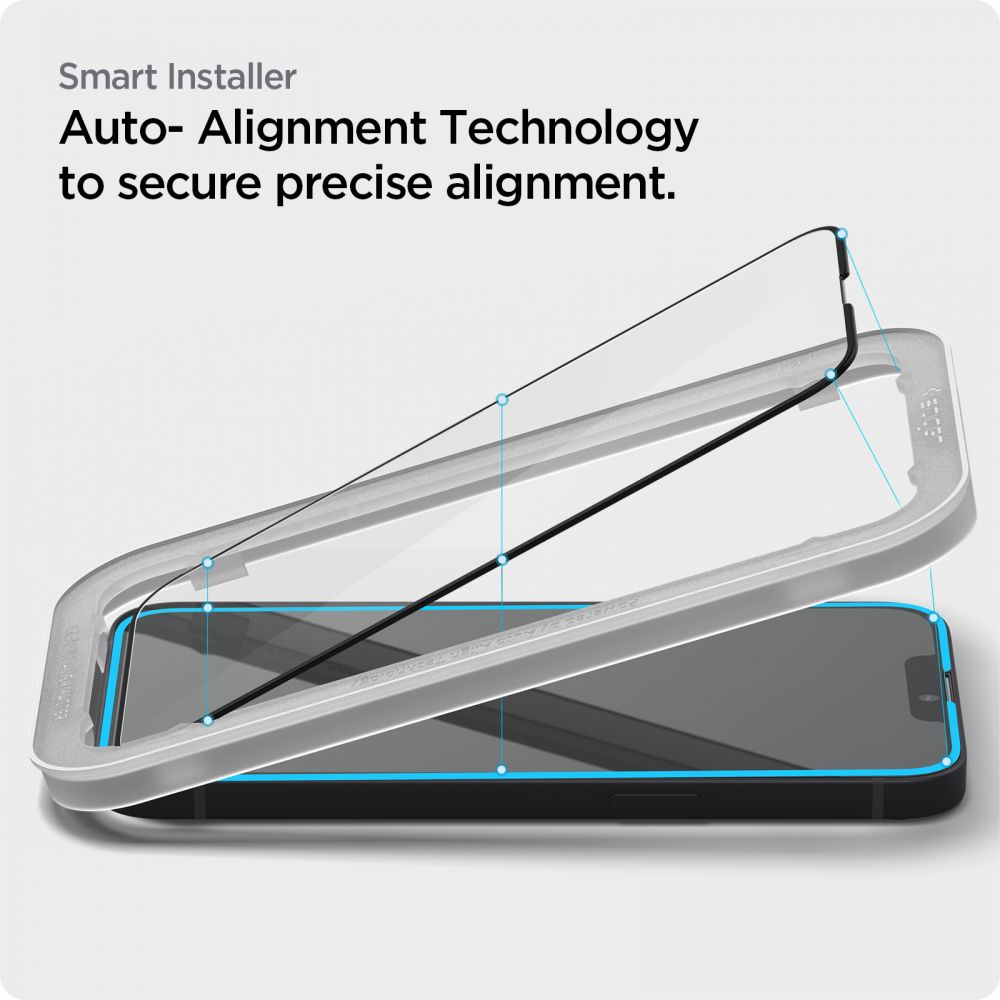 Spigen ALM GLASS FC aizsargstikli (2 gab.) iPhone 13/13 Pro/14/16E, Melni
