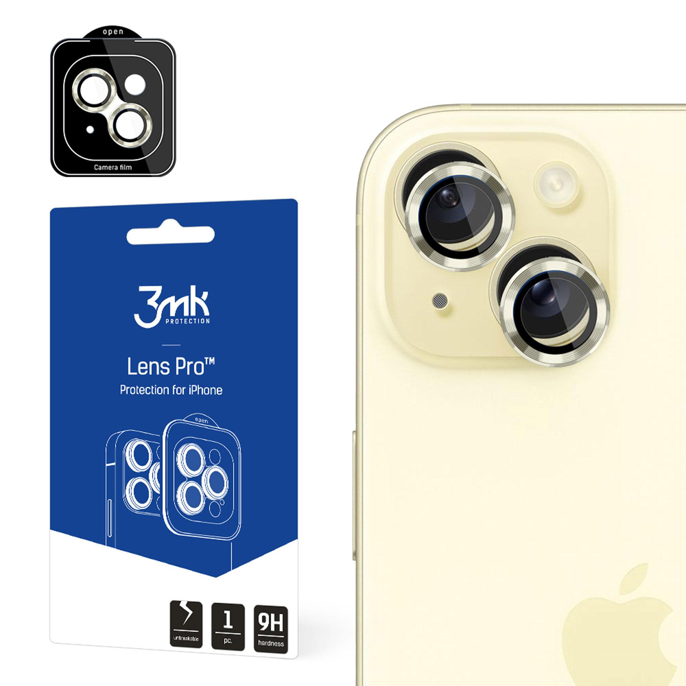 3Mk Lens Protection Pro Apple iPhone 15 kameras aizsargstikls, dzeltens