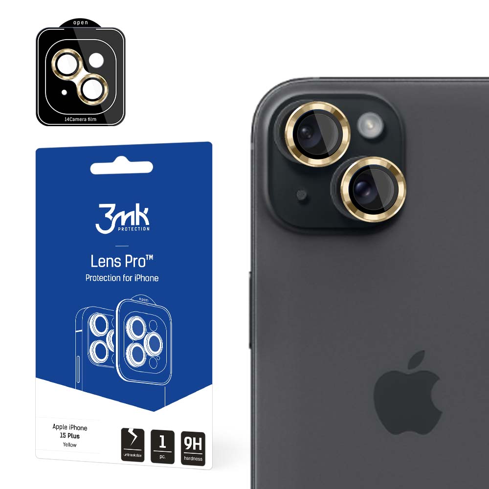 3Mk Protection iPhone 15 Plus kameras aizsargstikls Lens Protection Pro, dzeltens